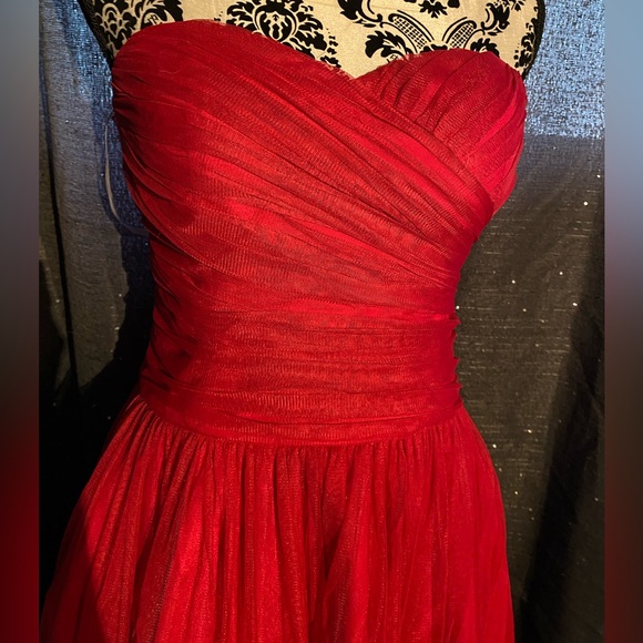 Minuet strapless midi spinny dress pinkish red.90's Y2K - Picture 1 of 9
